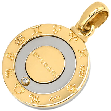 ブルガリ BVLGARI ホロスコープ イエローゴールド×シルバー K18YG ステンレススチール ダイヤモンド ペンダントトップ 18K 750YG SS 星座 星占い 1Pダイヤ