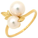 ミキモト MIKIMOTO パール デザインリング ホワイト×イエローゴールド K18YG パール リング 指輪 MIKIMOTO 18K 750 YG 真珠 2粒 2石 6.5号