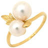 ミキモト MIKIMOTO パール デザインリング ホワイト×イエローゴールド K18YG パール リング 指輪 MIKIMOTO 18K 750 YG 真珠 2粒 2石 6.5号