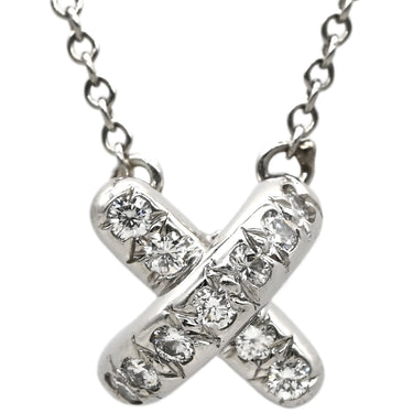 ティファニー Tiffany & Co クロスステッチ ダイヤ プラチナシルバー Pt950 ダイヤモンド ネックレス PT950 プラチナ クロス X ペンダント