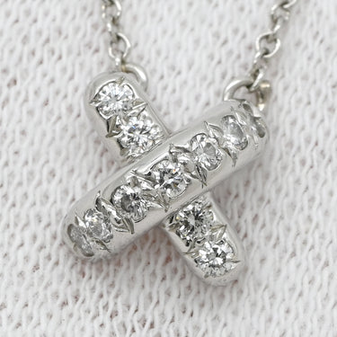 ティファニー Tiffany & Co クロスステッチ ダイヤ プラチナシルバー Pt950 ダイヤモンド ネックレス PT950 プラチナ クロス X ペンダント