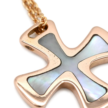 スタージュエリー STAR JEWELRY クロス ペンダント ホワイト×ピンクゴールド K18PG マザーオブパール ネックレス 十字架 18K 750 PG RG シェル