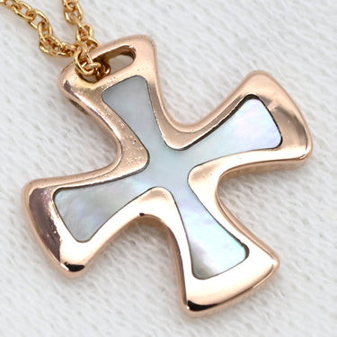 スタージュエリー STAR JEWELRY クロス ペンダント ホワイト×ピンクゴールド K18PG マザーオブパール ネックレス 十字架 18K 750 PG RG シェル