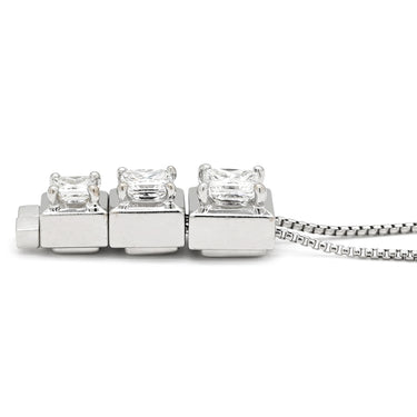 タサキ TASAKI トリロジー ダイヤ ペンダント プラチナシルバー K18WG ダイヤモンド ネックレス TASAKI 18K WG 3P 3石 3粒 ドロップ プリンセスカット