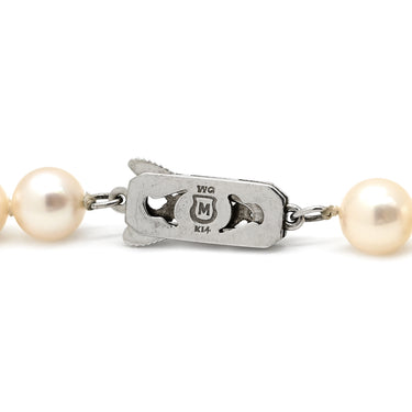 ミキモト MIKIMOTO パール 6.8-7.3mm パールホワイト×ホワイトゴールド K14WG パール ネックレス MIKIMOTO 真珠 14K 585