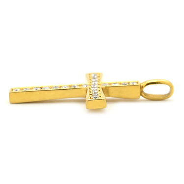 ノンブランド NON BRAND クロスモチーフ ダイヤモンド イエローゴールド K18YG ダイヤモンド ペンダントトップ 十字架 18K 750 YG ネックレストップ