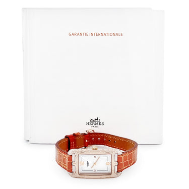 腕時計 エルメス HERMES ナンタケット ミディアム NA2.272 クオーツ レディース K18RG無垢 純正ダイヤ ホワイト シェル