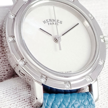 腕時計 エルメス HERMES クリッパー ナクレ CL4.230 クオーツ レディース 純正ダイヤ ホワイト シェル ギョウシェ