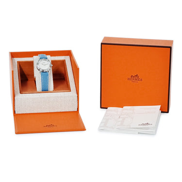 腕時計 エルメス HERMES クリッパー ナクレ CL4.230 クオーツ レディース 純正ダイヤ ホワイト シェル ギョウシェ