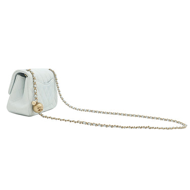 シャネル CHANEL マトラッセ チェーン ショルダー ライトブルー ラムスキン ショルダーバッグ ヴィンテージ金具 ココマーク