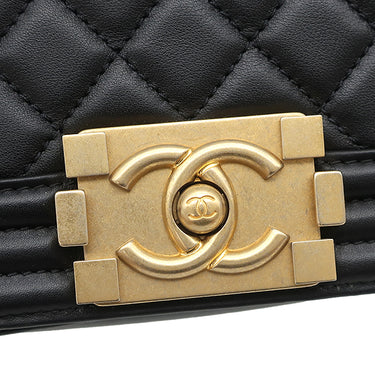 シャネル CHANEL ボーイシャネル 20 A67085 ブラック ラムスキン ショルダーバッグ マットゴールド金具 黒 チェーンバッグ