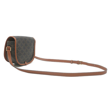 セリーヌ CELINE フォルコ ミディアム 191502BZJ タン レザー トリオンフキャンバス ショルダーバッグ ゴールド金具 茶 トリオンフ