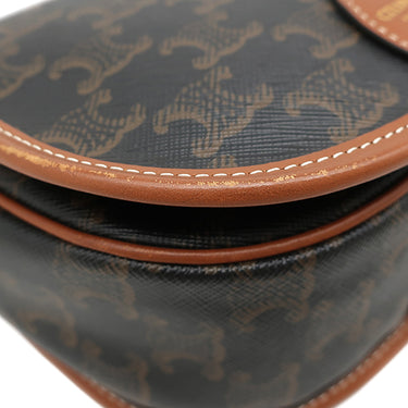 セリーヌ CELINE フォルコ ミディアム 191502BZJ タン レザー トリオンフキャンバス ショルダーバッグ ゴールド金具 茶 トリオンフ