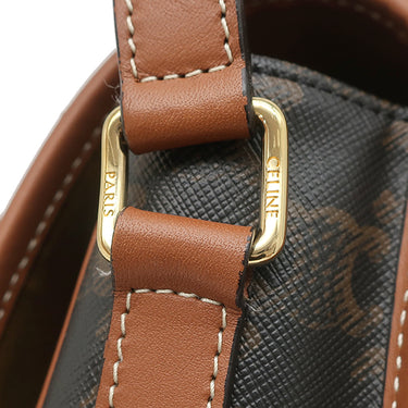 セリーヌ CELINE フォルコ ミディアム 191502BZJ タン レザー トリオンフキャンバス ショルダーバッグ ゴールド金具 茶 トリオンフ