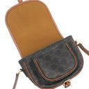 セリーヌ CELINE フォルコ ミディアム 191502BZJ タン レザー トリオンフキャンバス ショルダーバッグ ゴールド金具 茶 トリオンフ