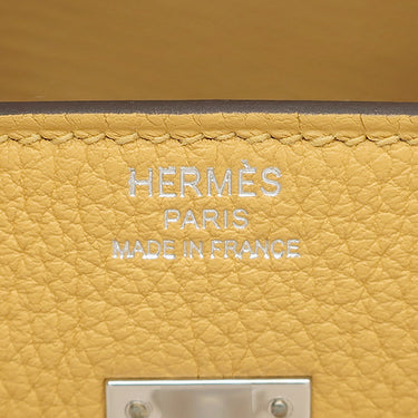 エルメス HERMES バーキン25 パイユ トゴ ハンドバッグ シルバー金具 新品 未使用 黄色 2026年製