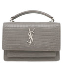 サンローラン SAINT LAURENT サンセット チェーンウォレット 452157 グレー レザー チェーンウォレット シルバー金具 クロコ型押し 斜め掛け チェーンバッグ