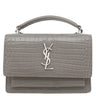 サンローラン SAINT LAURENT サンセット チェーンウォレット 452157 グレー レザー チェーンウォレット シルバー金具 クロコ型押し 斜め掛け チェーンバッグ