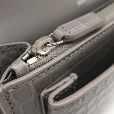 サンローラン SAINT LAURENT サンセット チェーンウォレット 452157 グレー レザー チェーンウォレット シルバー金具 クロコ型押し 斜め掛け チェーンバッグ