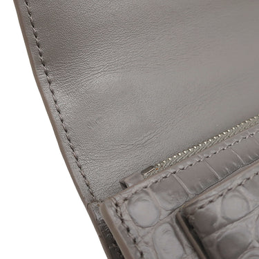 サンローラン SAINT LAURENT サンセット チェーンウォレット 452157 グレー レザー チェーンウォレット シルバー金具 クロコ型押し 斜め掛け チェーンバッグ