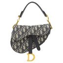 クリスチャン・ディオール Christian Dior トロッター サドルバッグ スモール ネイビー キャンバス オブリークジャカード ハンドバッグ ヴィンテージ金具 紺 総柄