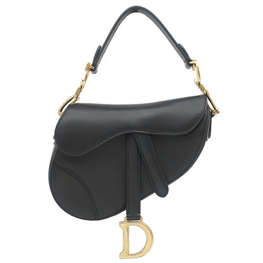 クリスチャン・ディオール Christian Dior サドルバッグ ミニ ブラック レザー 2WAYバッグ ゴールド金具 黒 ハンドバッグ ショルダー