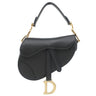 クリスチャン・ディオール Christian Dior サドルバッグ ミニ ブラック レザー 2WAYバッグ ゴールド金具 黒 ハンドバッグ ショルダー