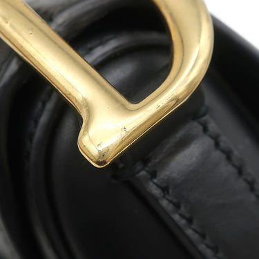 クリスチャン・ディオール Christian Dior サドルバッグ ミニ ブラック レザー 2WAYバッグ ゴールド金具 黒 ハンドバッグ ショルダー