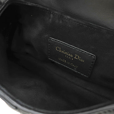 クリスチャン・ディオール Christian Dior サドルバッグ ミニ ブラック レザー 2WAYバッグ ゴールド金具 黒 ハンドバッグ ショルダー