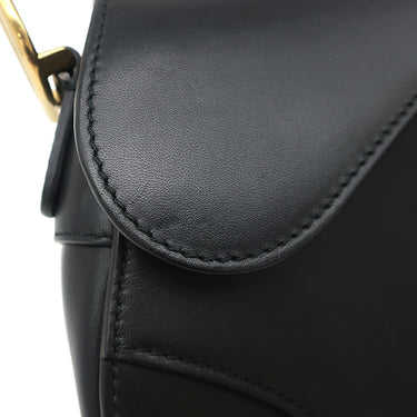 クリスチャン・ディオール Christian Dior サドルバッグ ミニ ブラック レザー 2WAYバッグ ゴールド金具 黒 ハンドバッグ ショルダー