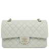 シャネル CHANEL マトラッセ Wフラップ チェーンショルダー ライトグレー ラムスキン ショルダーバッグ シャンパンゴールド金具 ブルーグレー ココマーク