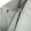 シャネル CHANEL マトラッセ Wフラップ チェーンショルダー ライトグレー ラムスキン ショルダーバッグ シャンパンゴールド金具 ブルーグレー ココマーク