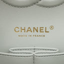 シャネル CHANEL マトラッセ Wフラップ チェーンショルダー ライトグレー ラムスキン ショルダーバッグ シャンパンゴールド金具 ブルーグレー ココマーク