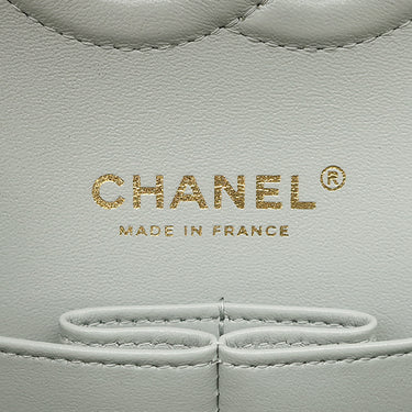 シャネル CHANEL マトラッセ Wフラップ チェーンショルダー ライトグレー ラムスキン ショルダーバッグ シャンパンゴールド金具 ブルーグレー ココマーク