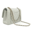 シャネル CHANEL マトラッセ Wフラップ チェーンショルダー ライトグレー ラムスキン ショルダーバッグ シャンパンゴールド金具 ブルーグレー ココマーク