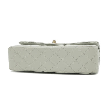 シャネル CHANEL マトラッセ Wフラップ チェーンショルダー ライトグレー ラムスキン ショルダーバッグ シャンパンゴールド金具 ブルーグレー ココマーク
