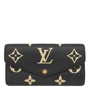 ルイヴィトン LOUIS VUITTON ポルトフォイユ サラ M80496 ブラック×ベージュ モノグラムアンプラント 長財布 ゴールド金具 フラップ