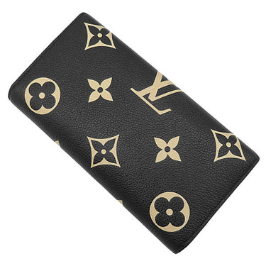 ルイヴィトン LOUIS VUITTON ポルトフォイユ サラ M80496 ブラック×ベージュ モノグラムアンプラント 長財布 ゴールド金具 フラップ