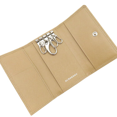 バーバリー BURBERRY チェック 4連 キーケース ベージュ レザー キーケース シルバー金具 4本 鍵入れ
