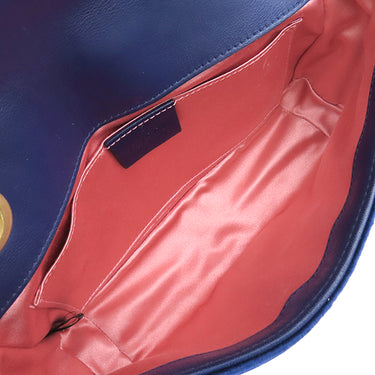 グッチ GUCCI GGマーモント スモール ショルダー 446744 ブルー ベロア ショルダーバッグ ヴィンテージ金具 青 ダブルG ハートモチーフ
