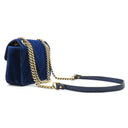 グッチ GUCCI GGマーモント スモール ショルダー 446744 ブルー ベロア ショルダーバッグ ヴィンテージ金具 青 ダブルG ハートモチーフ