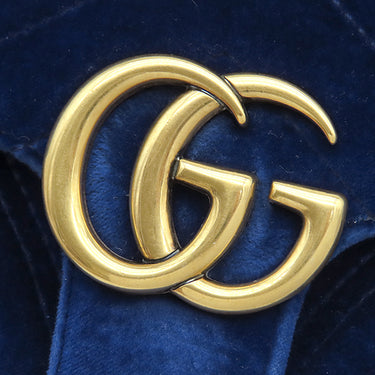 グッチ GUCCI GGマーモント スモール ショルダー 446744 ブルー ベロア ショルダーバッグ ヴィンテージ金具 青 ダブルG ハートモチーフ