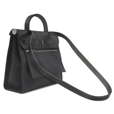 エルメス HERMES エールバッグジップPM 31 ブラック トワルオフィシエ ヴァッシュハンター 2WAYバッグ シルバー金具 黒 鍵1本欠品