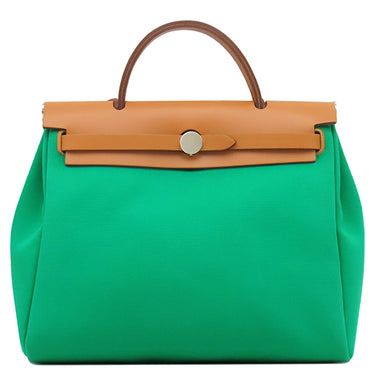 エルメス HERMES エールバッグジップPM 31 ルトゥルネ ミント×ナチュラル×ブルーアズテック トワルオフィシエ ヴァッシュハンター ショルダーバッグ シルバー金具 緑 茶 水色