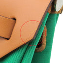 エルメス HERMES エールバッグジップPM 31 ルトゥルネ ミント×ナチュラル×ブルーアズテック トワルオフィシエ ヴァッシュハンター ショルダーバッグ シルバー金具 緑 茶 水色
