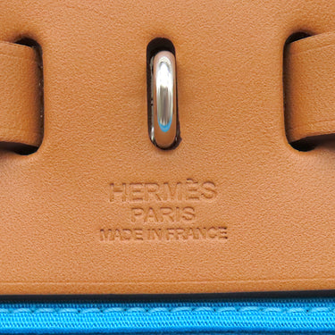 エルメス HERMES エールバッグジップPM 31 ルトゥルネ ミント×ナチュラル×ブルーアズテック トワルオフィシエ ヴァッシュハンター ショルダーバッグ シルバー金具 緑 茶 水色