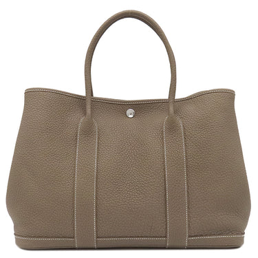エルメス HERMES ガーデンパーティー PM 36 エトゥープ ネゴンダ トートバッグ シルバー金具 グレージュ オールレザー