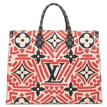 ルイヴィトン LOUIS VUITTON LVクラフティ オンザゴー GM M45358 クレームルージュ モノグラムキャンバス ジャイアントモノグラムキャンバス トートバッグ ゴールド金具 ショルダー