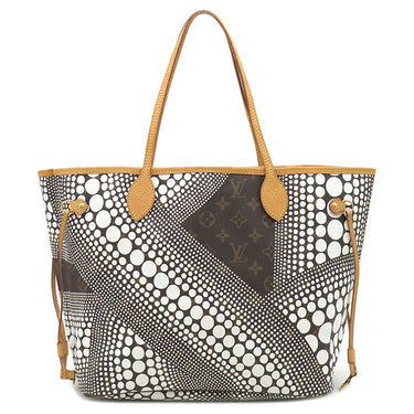 ルイヴィトン LOUIS VUITTON ネヴァーフル MM M40684 モノグラム×ホワイト モノグラムキャンバス トートバッグ ゴールド金具 茶 草間彌生