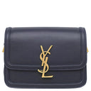 イヴ・サンローラン Yves Saint Laurent ソルフェリーノ 634306 ネイビー レザー ショルダーバッグ ゴールド金具 YSL ロゴプレート カサンドラロゴ